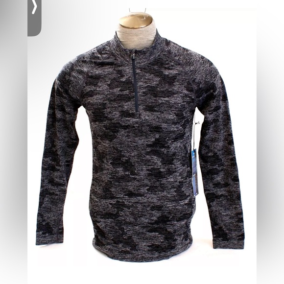 Men's Kyodan Gray camouflage Long Sleeve Seamless 1/4 Zip Shirt - Picture 3 of 7